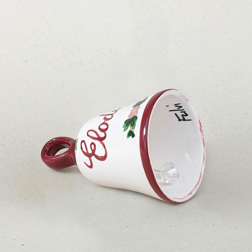 Campanella-classic-bordeaux-fiori-rosa-fondo Campanella personalizzata in ceramica artigianale