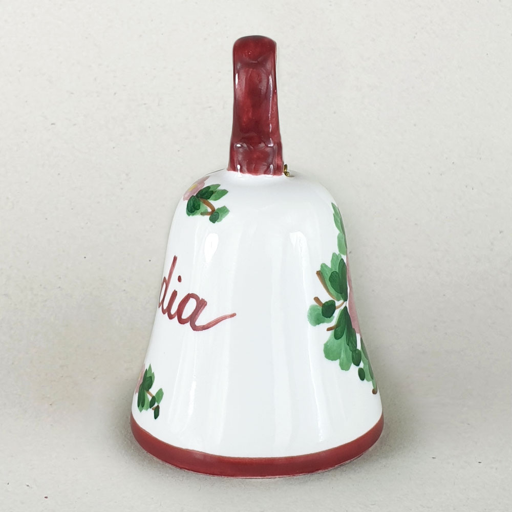 Campanella-classic-bordeaux-fiori-rosa-lato-dx Campanella personalizzata in ceramica artigianale