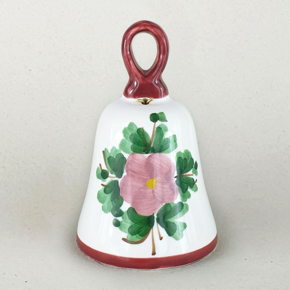 Campanella-classic-bordeaux-fiori-rosa-retro Campanella personalizzata in ceramica artigianale